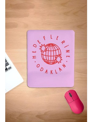 Karmat Dikdörtgen, Pembe, Hedeflerine Odaklan, Bilgisayar Faresi Pedi, Bilek Destekli Konforlu Mousepad