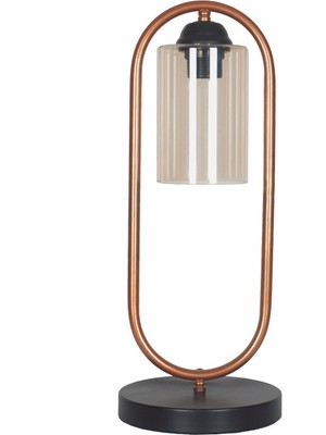 Koza Modern Tasarım Bakır Renk Bal Camlı Abajur - Masa - Gece Lambası