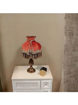 Klasik Abajur Kiremit Şapka Bronz Ayak 51CM.