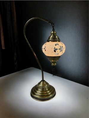 Masaüstü Otantik Deveboynu Mozaik Lamba - Beyaz