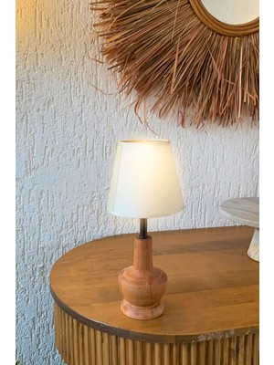 Modern ve Şık Ahşap Kumaş Abajur Aten