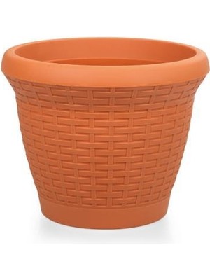 Omnipazar SO-HS01 Plastik Hasır Desenli Dekoratif Saksı 3.3 Litre No 1