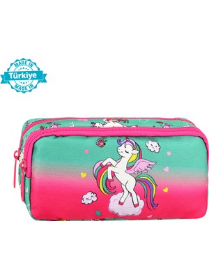 Canloor Waddell Lisanslı Fuşya Unicorn 2 Cepli Kalem Çantası