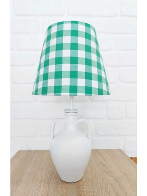  plaıd Yeşil Renk Amfora Ayklı Abajur