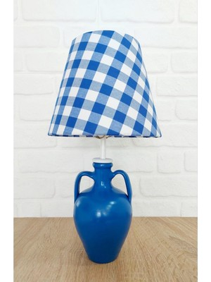  plaıd Mavi Renk Amfora Ayklı Abajur