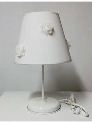 Beyaz Güllü Çocuk Odası Yatak Odası Abajur