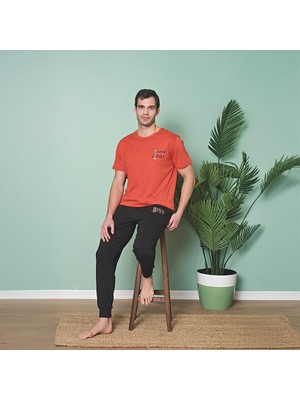 Over Sleep 1983 Erkek Kısa Kol Uzun Alt Yazlık Pijama Takım