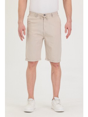 Erkek Slim Fit Keten Chino Şort