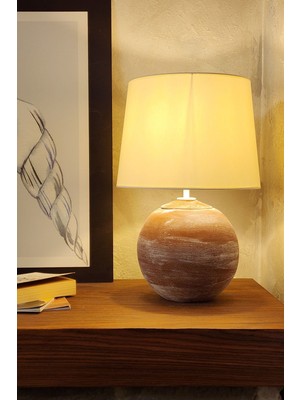 Vintage Seramik Abajur Küre Kırmızı