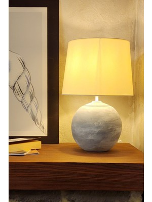 Vintage Seramik Abajur Küre Gri