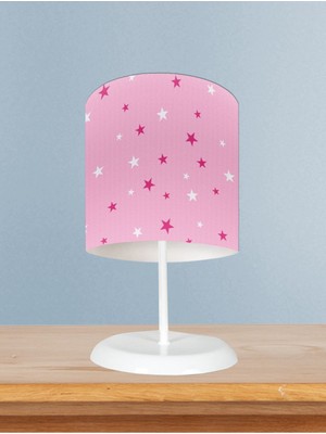 Home Bebek ve Çocuk Odası Iki Renkli Yıldızlı Pembe Abajur