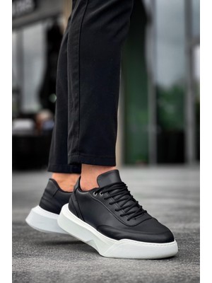 BA0354 Günlük  Bağcıklı Erkek Yüksek Taban Siyah Spor Ayakkabı