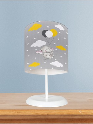 Bebek ve Çocuk Odası Tatlı Fil ve 3 Balon Desenli Abajur