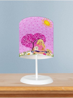 Bebek ve Çocuk Odası Barbie ve Kalp Desenli Abajur