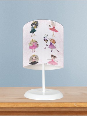 Bebek ve Çocuk Odası Prenses Kızlar ve Seksek Desenli Motifli Abajur