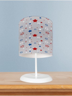 Home Bebek ve Çocuk Odası Mavi Kırmızı Yıldız Desenli Abajur