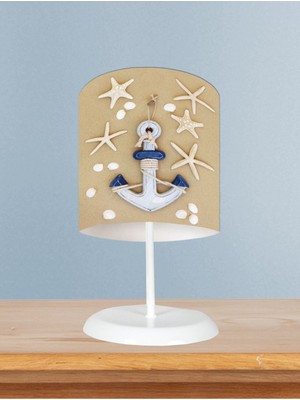 Bebek ve Çocuk Odası Kahverengi Çapa Desenli Abajur