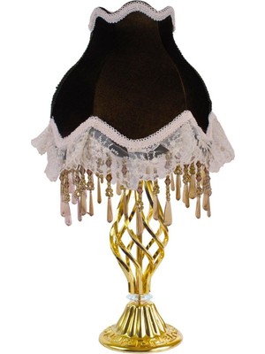 Haki Yeşil Kadife Kaplı Vintage Abajur Gold Kaplama Metal Ayak 30X50CM AB1004