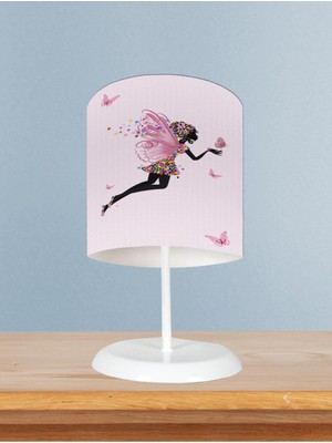 Home Bebek ve Çocuk Odası Uçan Kelebekli Prenses Desenli Abajur