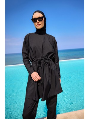 Andalus Siyah Tam Kapalı Tesettür Mayo Takımı A2502-1