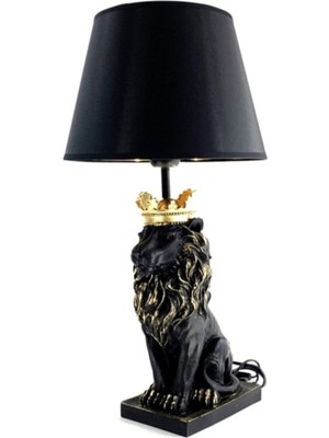 H&m Desıgn Taçlı Aslan Heykeli Masa Üzeri Abajur Aydınlatma Heykel Dekoratif Obje