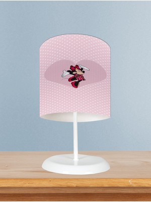 Bebek ve Çocuk Odası Büyük Kalpli Minnie Mause ve Puantiyeli Abajur