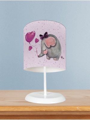 Bebek ve Çocuk Odası Mor Fil Desenli Abajur