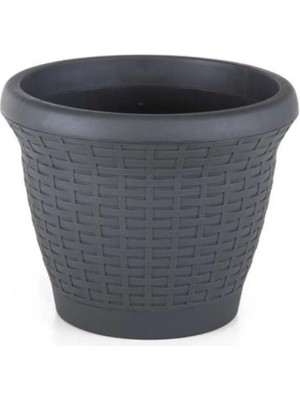 Omnipazar SO-HS02 Plastik Hasır Desenli Dekoratif Saksı 6 Litre No 2