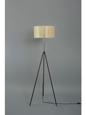 Pier Metal Lambader Siyah-Hasır (38 x 38 x 145  cm )