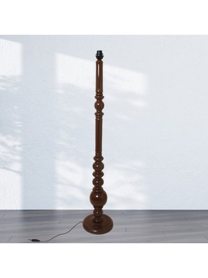 Klasik Vintage Ahşap Lambader Ayak Koyu Kahve Meşe Rengi 140 cm  LA55786