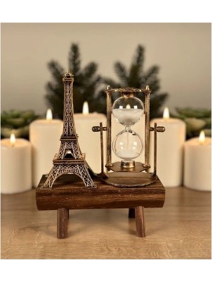 Dekoratif Ahşap Kum Saati ve Eyfel Kulesi