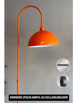 Dimmerli Turuncu Lambader Hareketli Başlık Modern Dekoratif Metal Oturma Odası Çalışma Odası Zemin