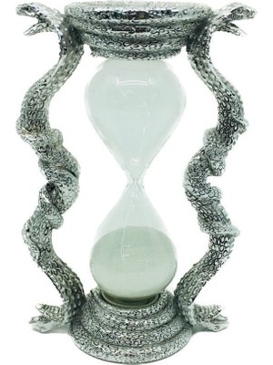 Kobra Figürlü Parlak Gümüş Renkli Dekoratif Kum Saati