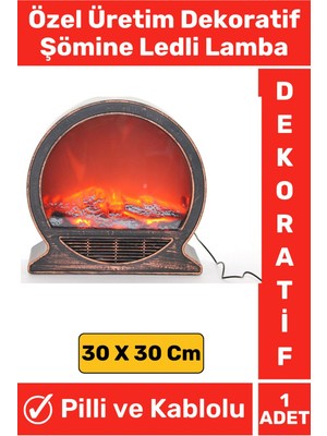 Gerçek Ateş Görünümlü Ofis Ev Dekoratif Hediyelik Pilli Kablolu Kullanım Şömine Ledli Lamba