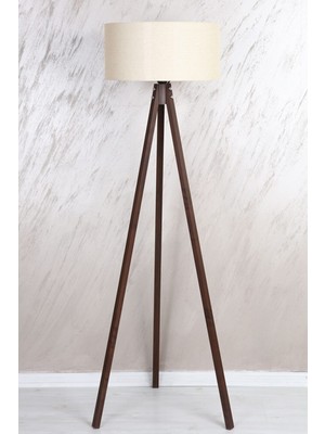 Mdf Lamba Yuvarlak Kumaş Lambader Krem Kahve LY516