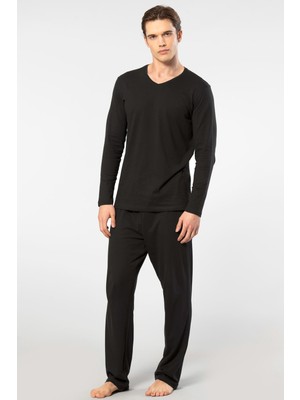 Cacharel Erkek Uzun Kollu Modal Pijama Takımı 2237/SIYAH