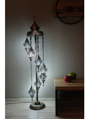 7 Küreli Lambader, Mozaik Türk Lambası, Geleneksel Osmanlı Ev Dekorasyonu, 150 x 46  cm