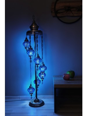 7 Küreli Lambader, Mozaik Türk Lambası, Geleneksel Osmanlı Ev Dekorasyonu, 150 x 46  cm