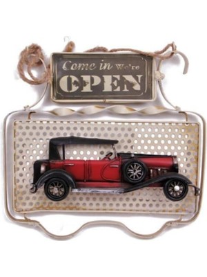 Dekoratif Metal Kapı Yazısı Araba Dekorlu Vintage Hediyelik