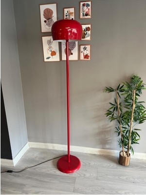 Kırmızı Lambader Modern Dekoratif Metal Oturma Odası Çalışma Odası Zemin Lambası