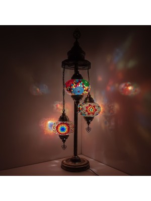 Otantik Dekoratif Mozaik Lambader, Köşe Lambası, Ayaklı Lamba