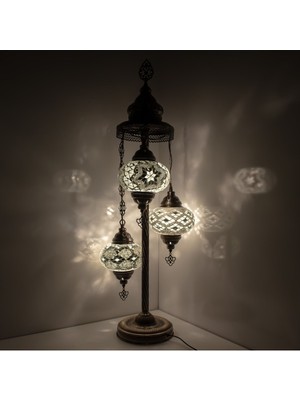 Mozaik 3'lü Lambader, Köşe Lambası, Osmanlı Dekoratif Ev Aydınlatmaları, El Yapımı Lambader