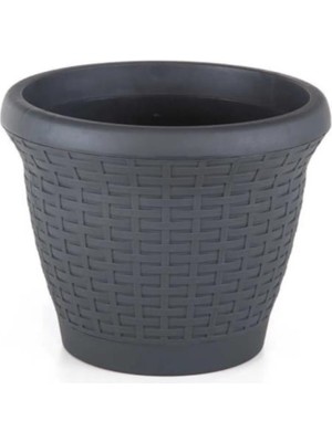 Omnipazar SO-HS03 Plastik Hasır Desenli Dekoratif Saksı 10 Litre No 3