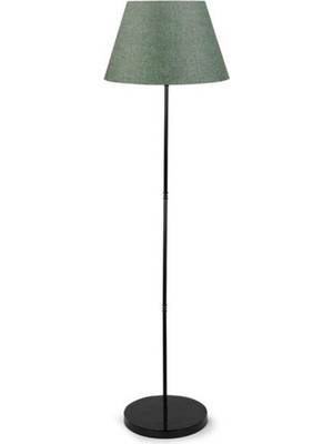 Metal Lambader Siyah Ayak Abajur Yeşil Kumaş Şapka 7312