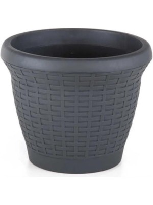Omnipazar SO-HS04 Plastik Hasır Desenli Dekoratif Saksı 15 Litre No 4