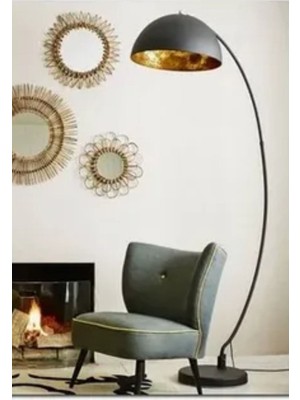 Retro1 Rustik Mafsallı Hareketli Başlık Metal Lambader Köşe Lambası Şapka ÇAPI:40 cm
