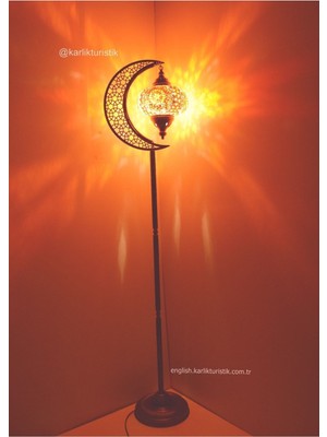 Köşe Lambası,dekoratif Lambader,ev Dekoratif Aydınlatma Mozaik Lamba El Işi Hilal Model 8
