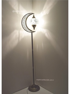 Köşe Lambası,dekoratif Lambader,ev Dekoratif Aydınlatma Mozaik Lamba El Işi Hilal Model 16