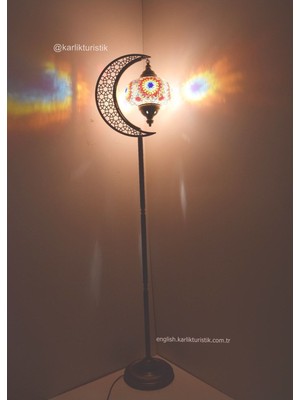 Köşe Lambası,dekoratif Lambader,ev Dekoratif Aydınlatma Mozaik Lamba El Işi Hilal Model 1