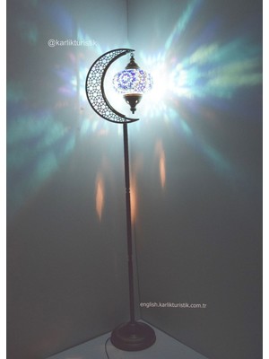 Köşe Lambası,dekoratif Lambader,ev Dekoratif Aydınlatma Mozaik Lamba El Işi Hilal Model 11